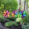 In the Breeze 10 Inch Neon Flower Spinners - 3 Pack - Colorful Wind Spinners for your Yard and Garden